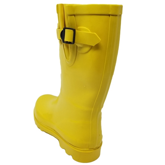 Women's Mid Calf Rubber Rain Boots, #1602, Yellow - Picture 3 of 4